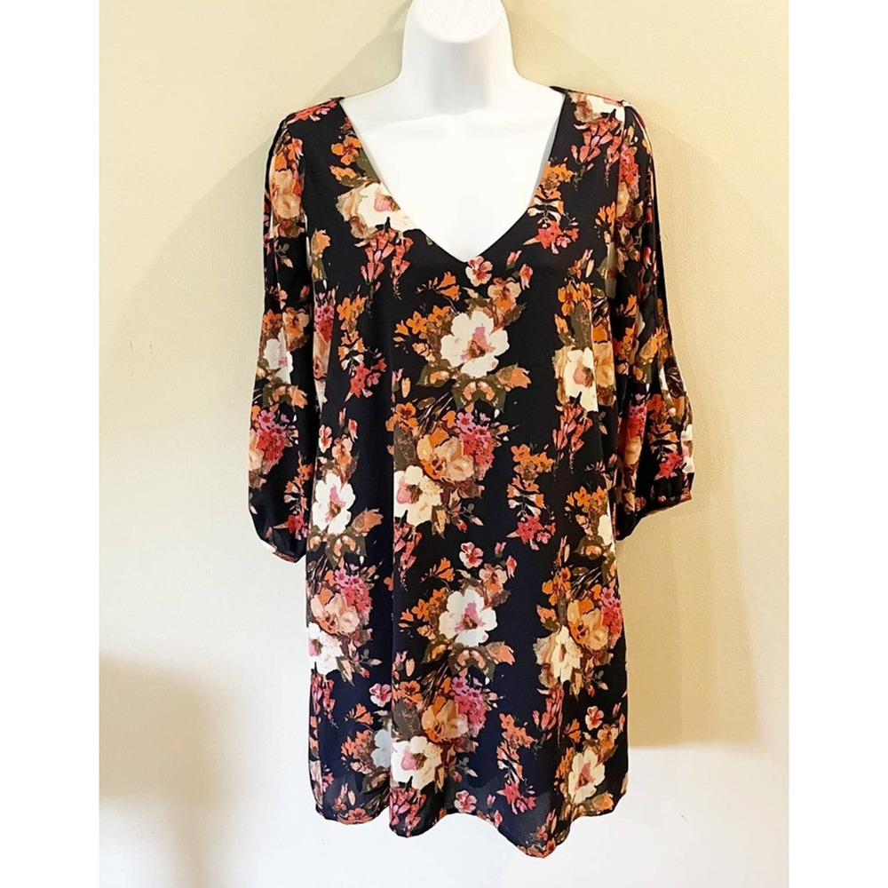 Lulus Shifting Dears Navy Floral Print Dress S - Picture 12 of 14